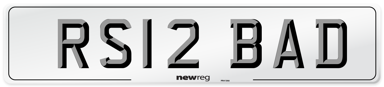 RS12 BAD Number Plate from New Reg